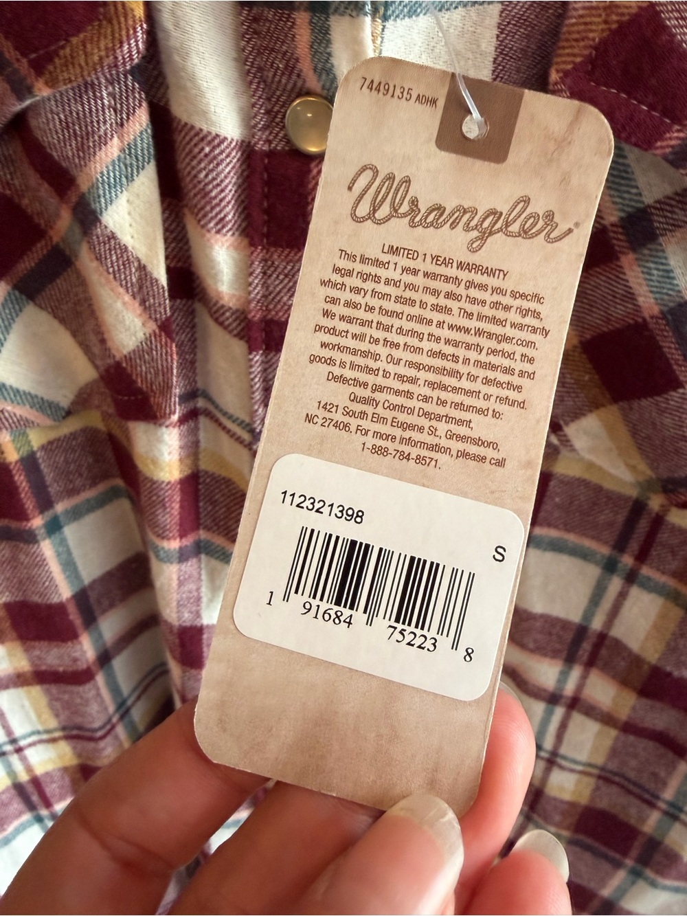 Wrangler NWT Retro Shirt Womens Red Pearl Snap Plaid Flannel Long Sleeve Small - Picture 5 of 7